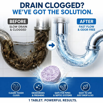 Before and after drain clogged solution