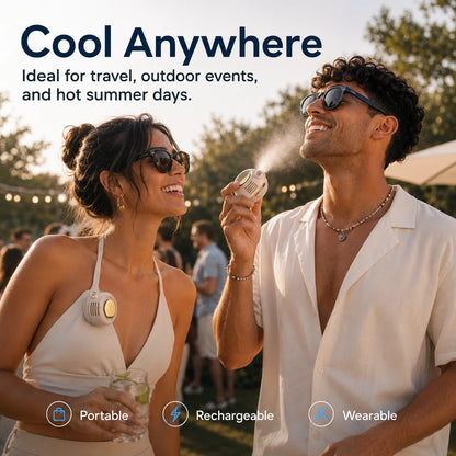No-Sweat Wearable Cooling Fan | Ultralight 360° Clip-On AC to Save Your Makeup ✨