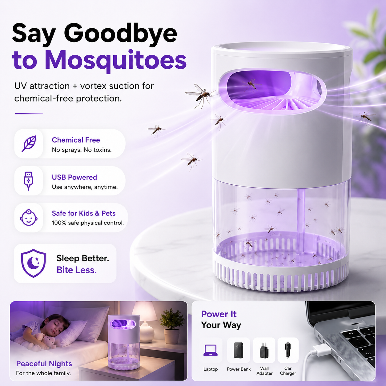 UV Mosquito Trap | Chemical-Free Indoor Protection