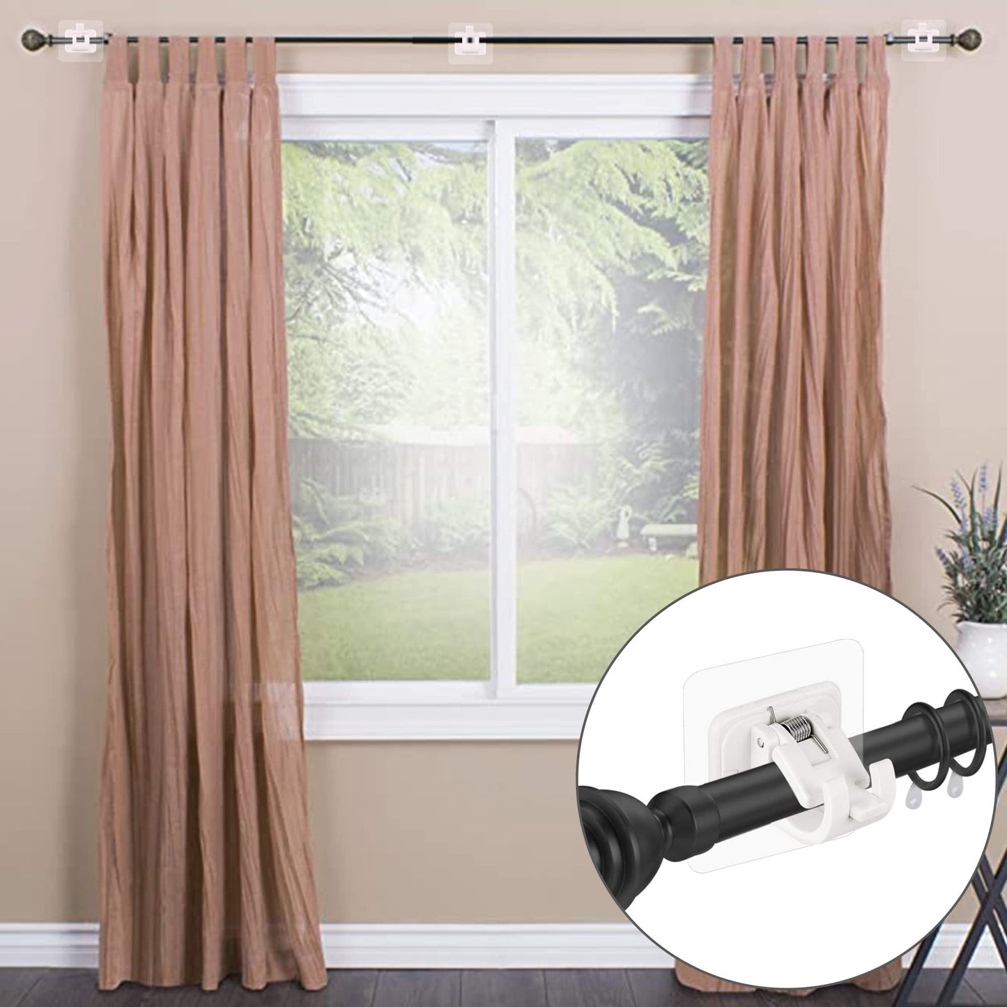 🔥Last Day Buy 2 Get 1 Free (18 PCS) $1.38 Each🔥 No-Drill Curtain Brackets — Hold Up to 13 lbs! 💪