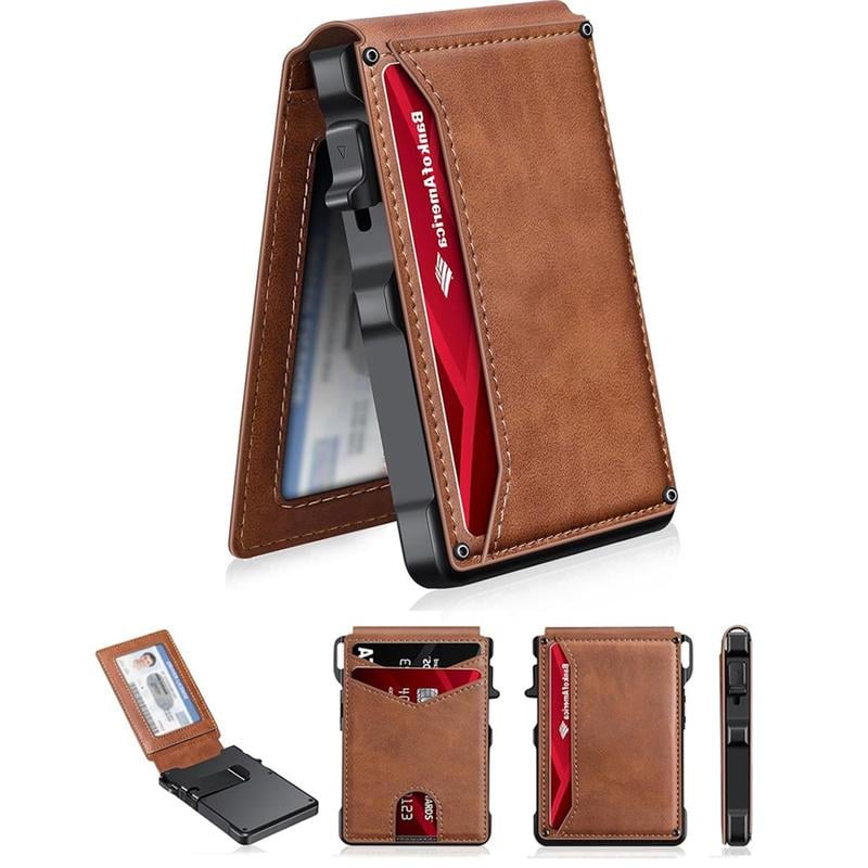 🔥Last Day! 50% OFF 💼🔒Premium Aluminum RFID Blocking Minimalist Wallet for Men — Pop-Up Card Access, Money Clip & ID Window