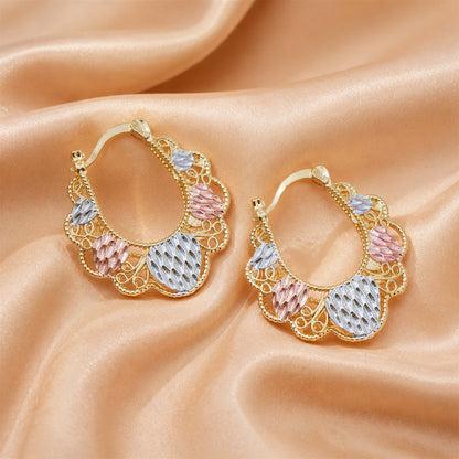 🌸 Vintage 14K Gold Flower Hoop Earrings