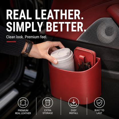 Leather Car Door Cup Holder – Wide‑mouth opening, easy reach for drinks & phone. Clip‑on secure fit. PU leather, tough & stylish. 🛡️✨