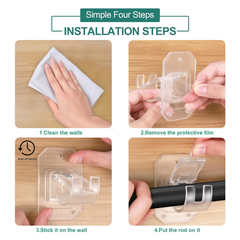 🔥Last Day Buy 2 Get 1 Free (18 PCS) $1.38 Each🔥 No-Drill Curtain Brackets — Hold Up to 13 lbs! 💪