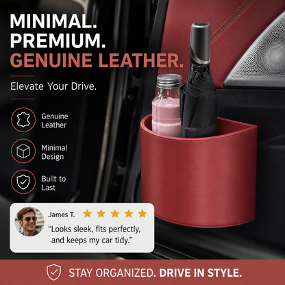 Leather Car Door Cup Holder – Wide‑mouth opening, easy reach for drinks & phone. Clip‑on secure fit. PU leather, tough & stylish. 🛡️✨
