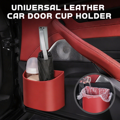 Leather Car Door Cup Holder – Wide‑mouth opening, easy reach for drinks & phone. Clip‑on secure fit. PU leather, tough & stylish. 🛡️✨