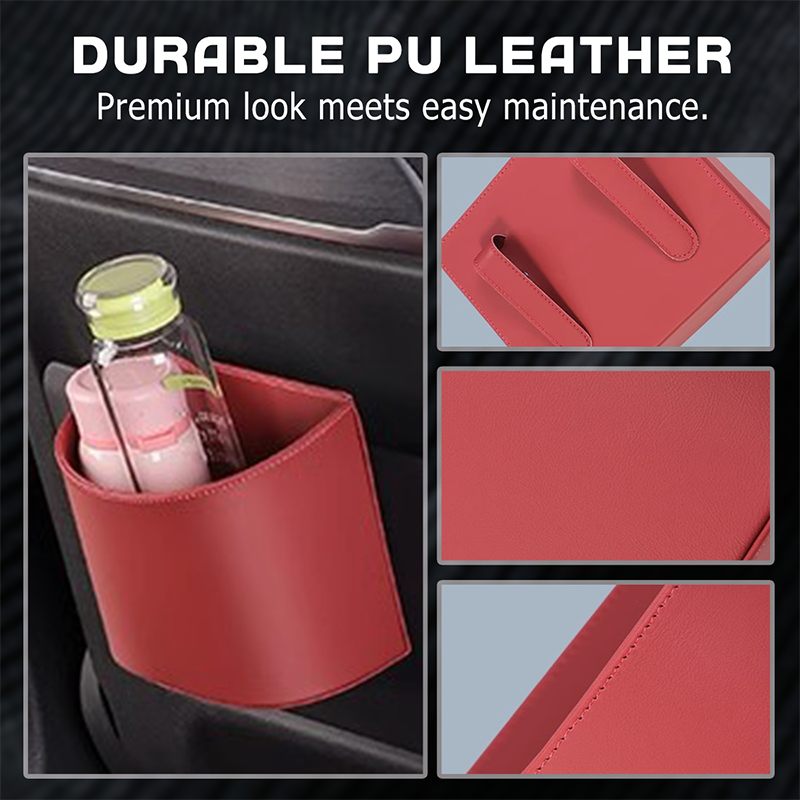 Leather Car Door Cup Holder – Wide‑mouth opening, easy reach for drinks & phone. Clip‑on secure fit. PU leather, tough & stylish. 🛡️✨