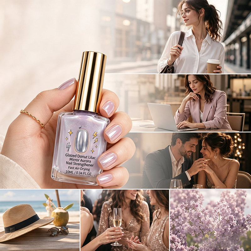 💜✨Lilac Glossy Mirror Nail Strengthener