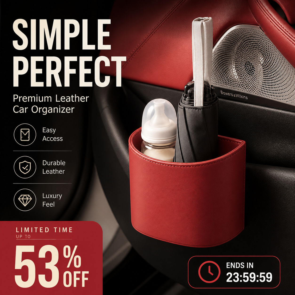 Leather Car Door Cup Holder – Wide‑mouth opening, easy reach for drinks & phone. Clip‑on secure fit. PU leather, tough & stylish. 🛡️✨