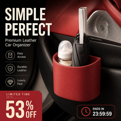 Leather Car Door Cup Holder – Wide‑mouth opening, easy reach for drinks & phone. Clip‑on secure fit. PU leather, tough & stylish. 🛡️✨